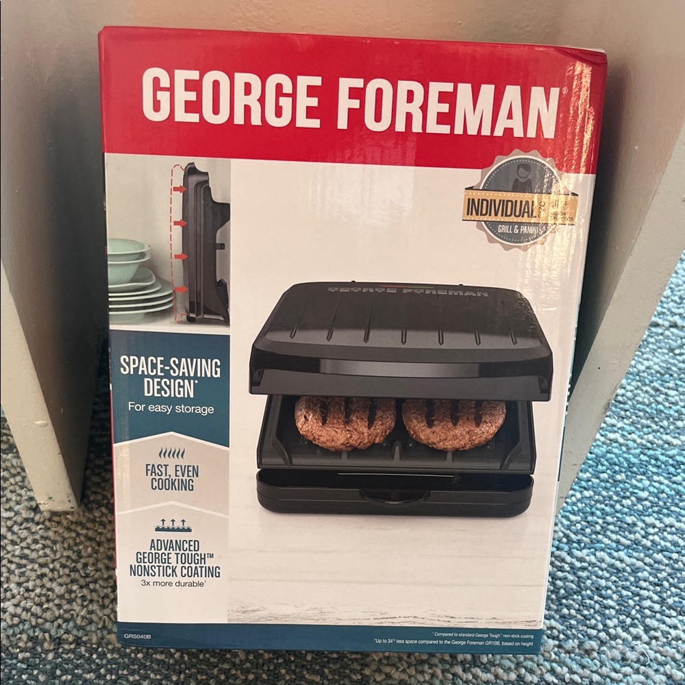 George Foreman Black Space-Saving Grill Compact  Cooker Individual Size